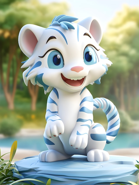 Foto gratuita representación 3d de un joven tigre de dibujos animados