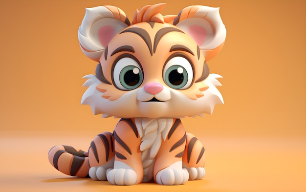 Foto gratuita representación 3d de un joven tigre de dibujos animados