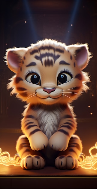 Representación 3D de un joven tigre de dibujos animados