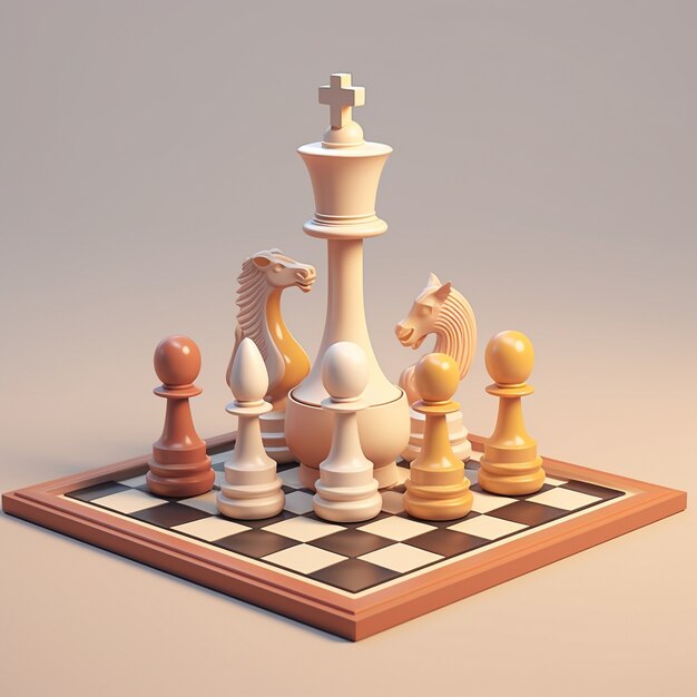 Representación 3D del juego de ajedrez.