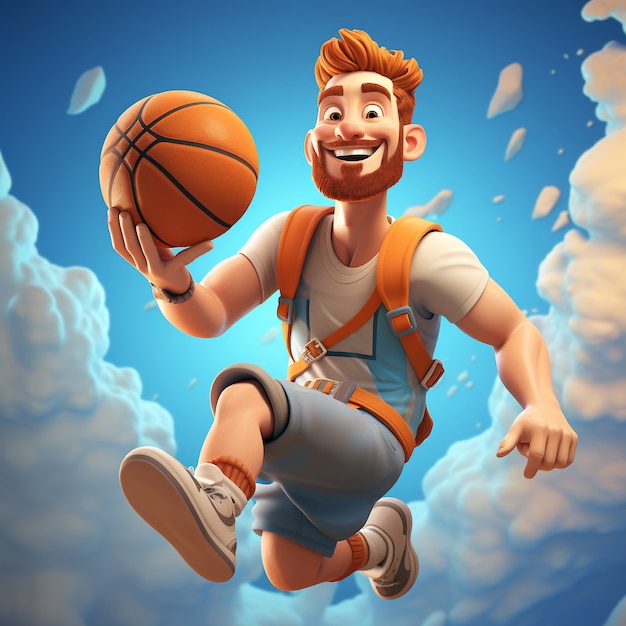 Representación 3D del jugador de baloncesto.