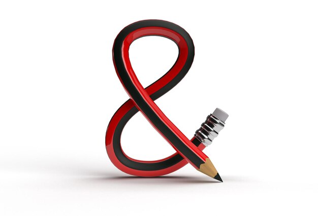 Representación 3d de la letra de fuente Bent Pencil S Pen Tool Ruta de recorte creada incluida en JPEG Fácil de componer