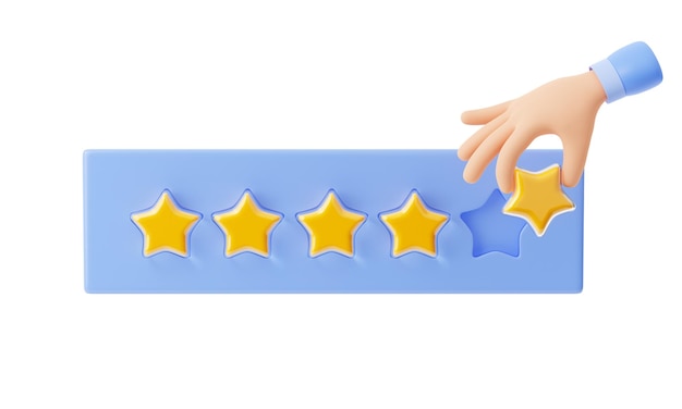 Representación 3D de la mano agregando o eliminando estrellas de calificación