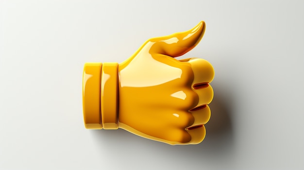 Representación 3D de la mano mostrando los pulgares hacia arriba