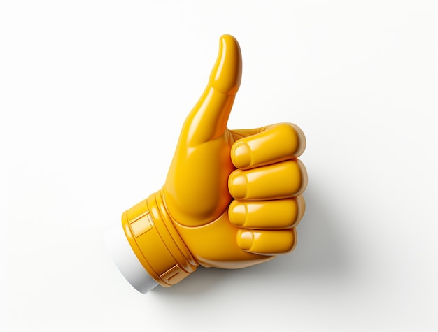 Representación 3D de la mano mostrando los pulgares hacia arriba