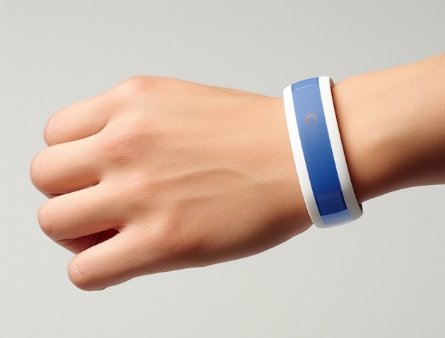 Representación 3D de la mano que sostiene la pulsera