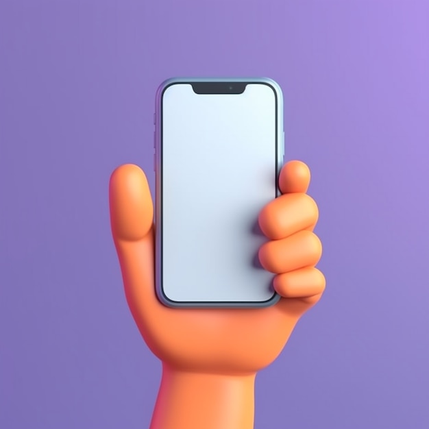 Representación 3D de la mano que sostiene el teléfono