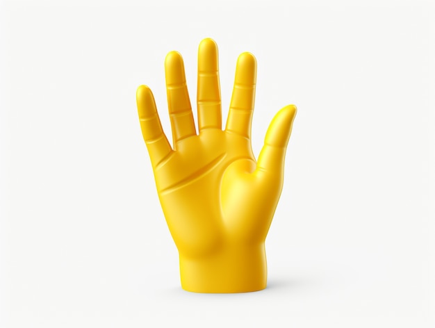 Representación 3D de manos amarillas