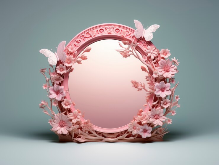 Foto gratuito representación 3d de marco decorado con flores.