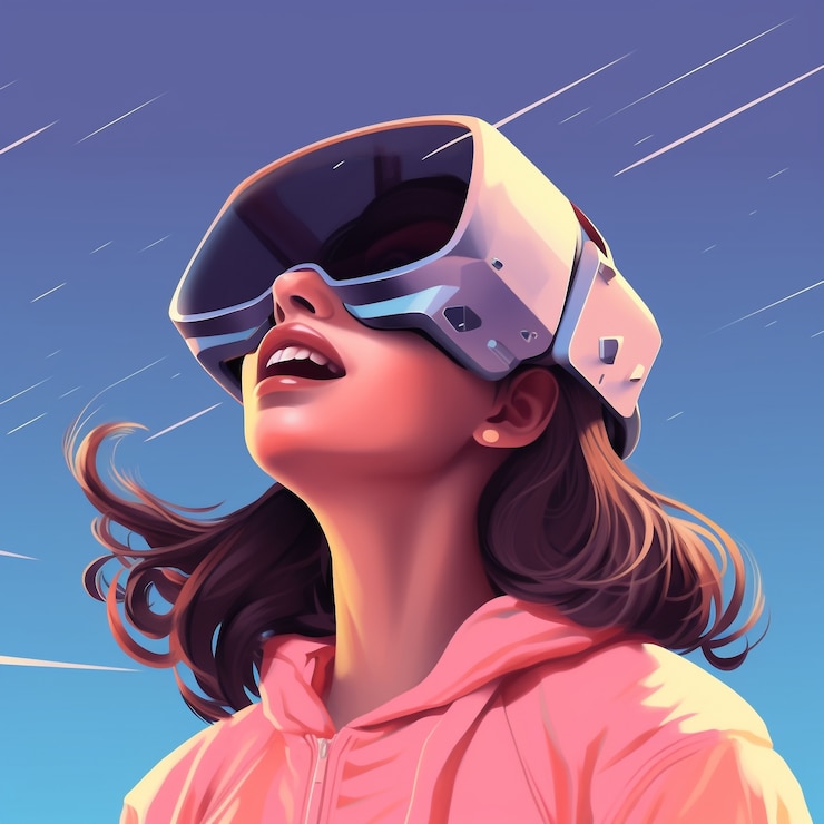Foto gratuito representación 3d de mujer con gafas vr