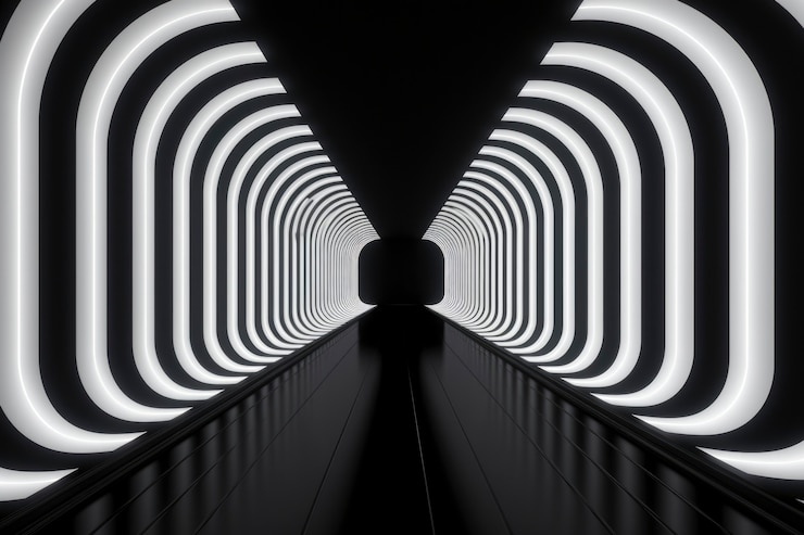 Foto gratuito representación 3d de neón blanco y negro abstracto