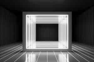 Foto gratuita representación 3d de neón blanco y negro abstracto