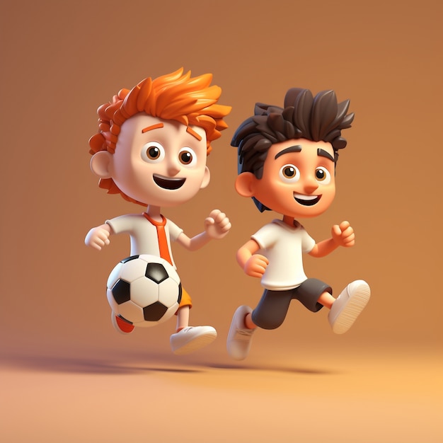 Foto gratuita representación 3d de niños jugando al fútbol.