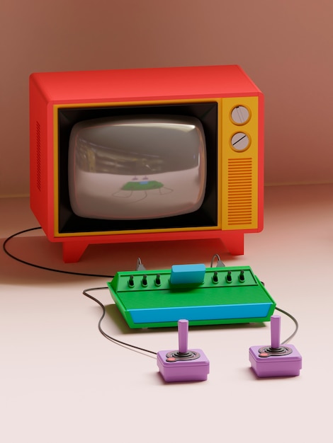 Representación 3d de la nostalgia tecnológica.