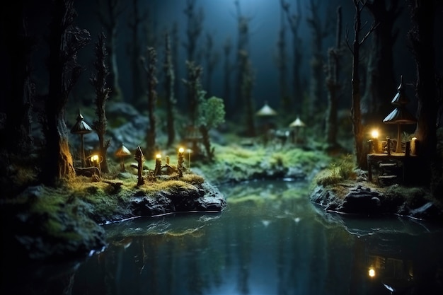 Representación 3D del paisaje pantanoso