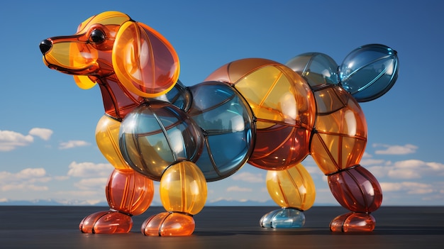 Representación 3D de perro en forma de globo