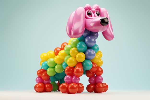 Representación 3D de perro en forma de globo