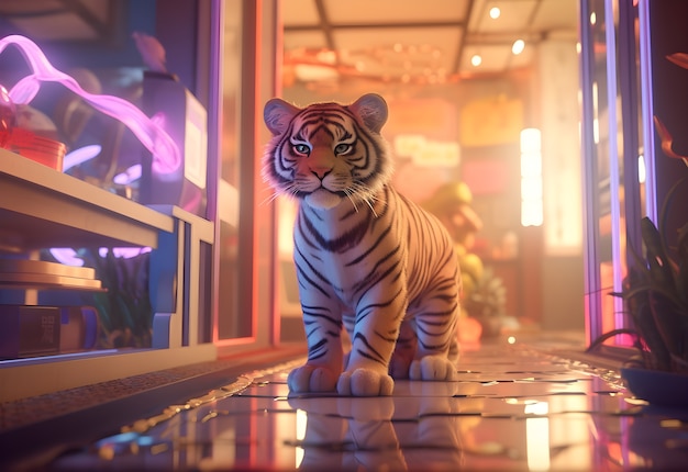 Foto gratuita representación 3d del personaje del tigre.