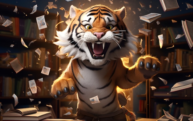 Representación 3D del personaje del tigre.