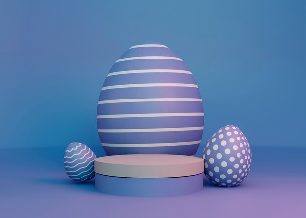 Representación 3D del podio de los huevos de Pascua