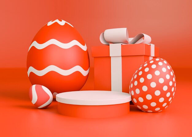 Representación 3D del podio de los huevos de Pascua