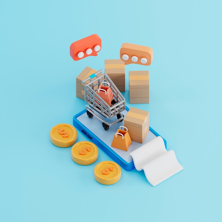 Foto gratuito representación 3d de la reventa y el mercado