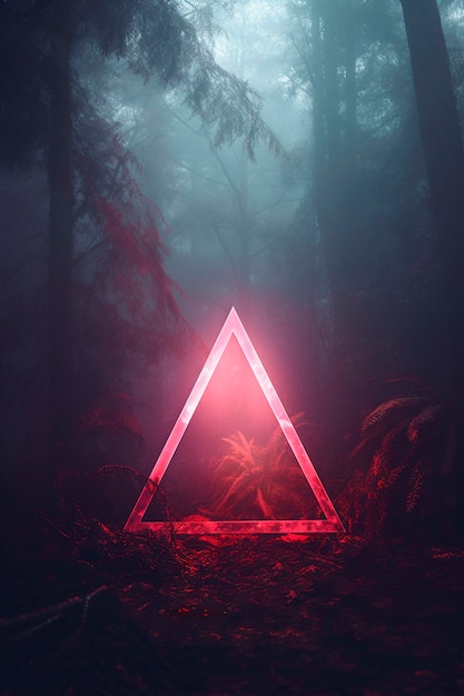 Representación 3D de triángulo en el bosque