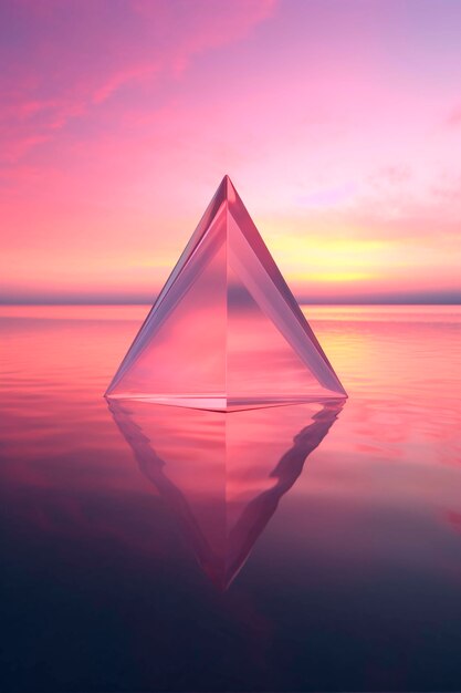 Representación 3D de triángulo sobre el agua.