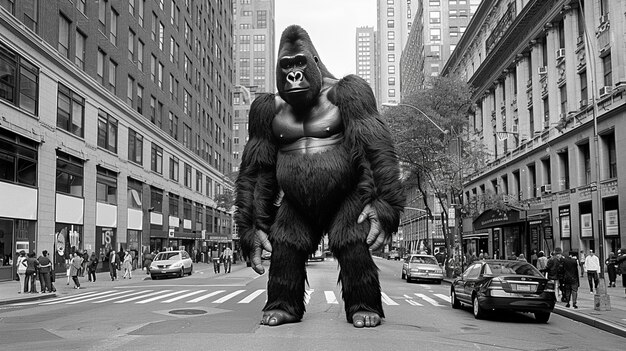 Representación en blanco y negro de la bestia peluda sasquatch