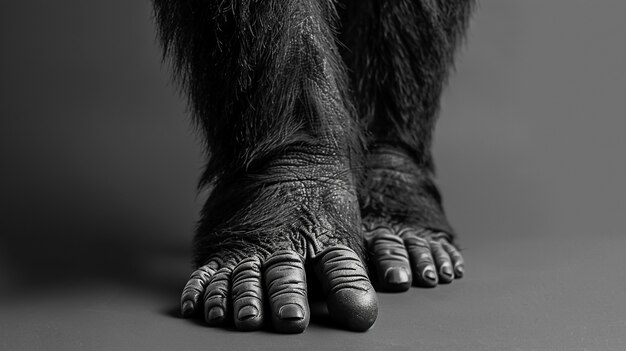 Representación en blanco y negro de la bestia peluda sasquatch