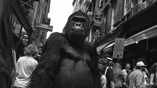 Representación en blanco y negro de la bestia peluda sasquatch