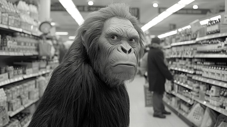 Foto gratuito representación en blanco y negro de la bestia peluda sasquatch