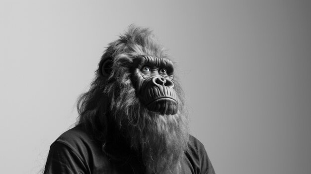 Foto gratuita representación en blanco y negro de la bestia peluda sasquatch