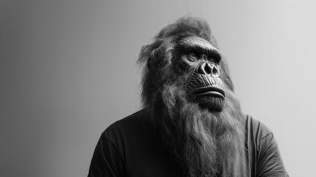 Representación en blanco y negro de la bestia peluda sasquatch