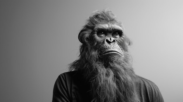 Foto gratuita representación en blanco y negro de la bestia peluda sasquatch