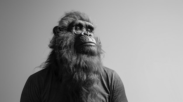 Representación en blanco y negro de la bestia peluda sasquatch