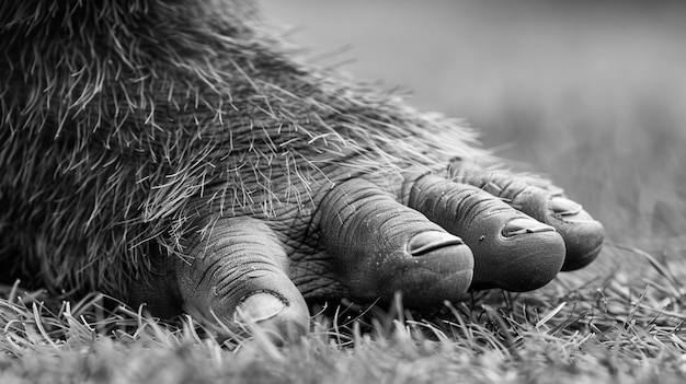 Representación en blanco y negro de la bestia peluda sasquatch