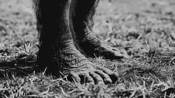 Foto gratuita representación en blanco y negro de la bestia peluda sasquatch