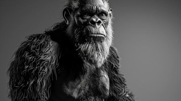 Foto gratuita representación en blanco y negro de la bestia peluda sasquatch