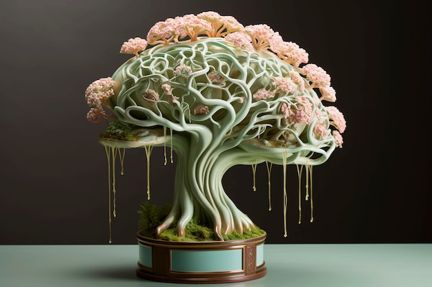 Foto gratuita representación del cerebro humano como planta o árbol en maceta.