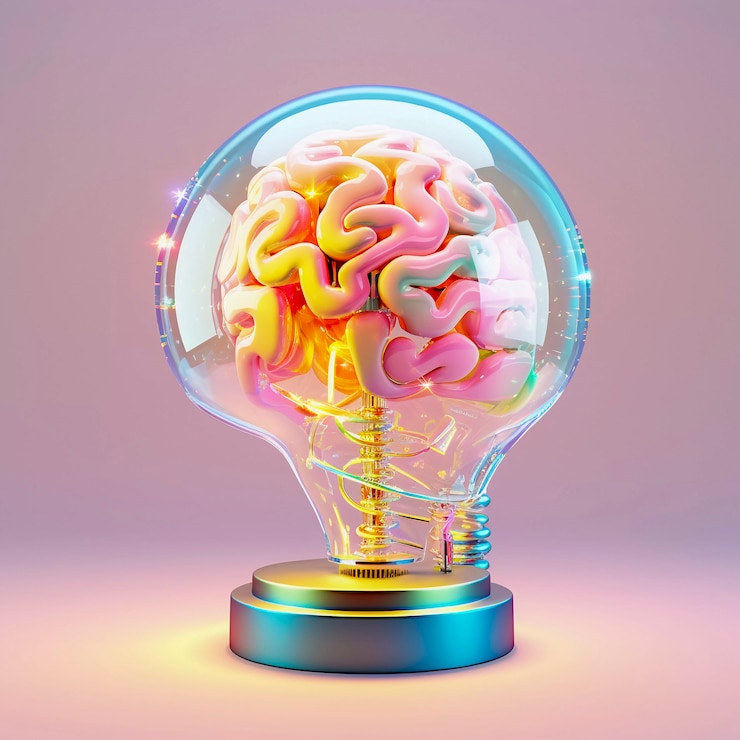 Foto gratuito representación del cerebro humano en una pantalla de cristal transparente.
