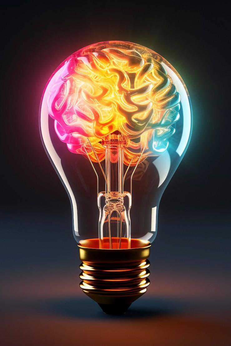 Foto gratuito representación del cerebro o intelecto humano como una bombilla