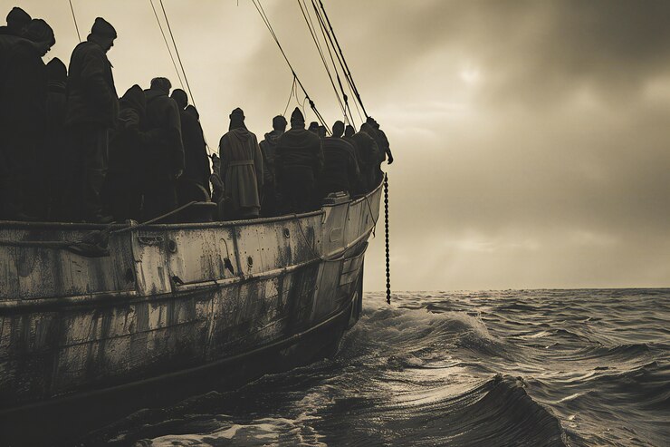 Foto gratuito representación cinematográfica que muestra la gran migración