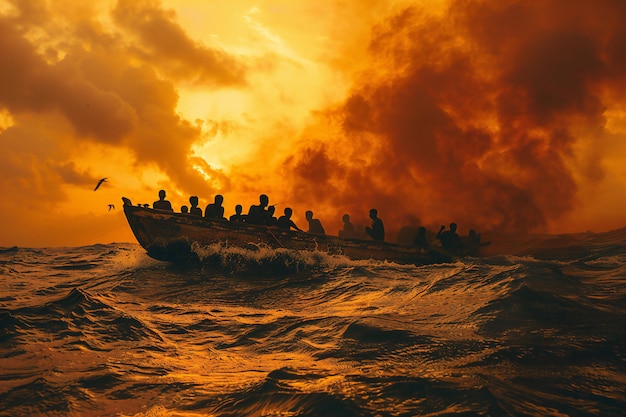 Foto gratuita representación cinematográfica que muestra la gran migración