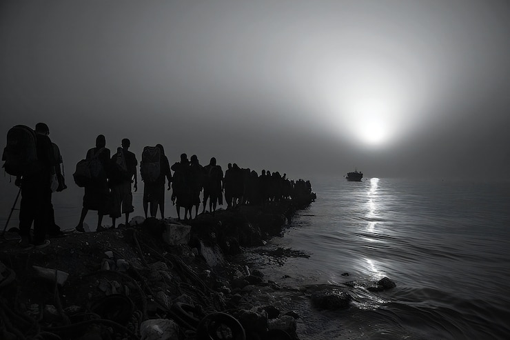Foto gratuito representación cinematográfica que muestra la gran migración