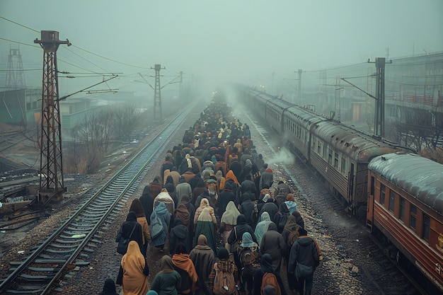 Foto gratuita representación cinematográfica que muestra la gran migración