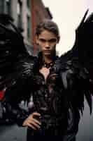 Foto gratuita representación femenina de una entidad demoníaca con alas