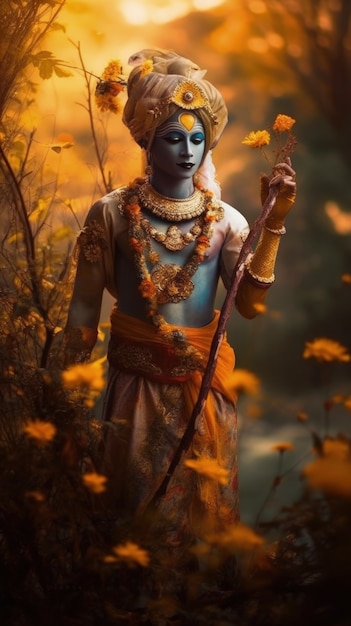 Foto gratuita representación fotorrealista de la deidad krishna