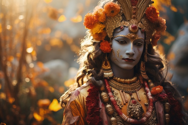 Foto gratuita representación fotorrealista de la deidad krishna