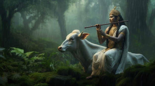 Foto gratuita representación fotorrealista de la deidad krishna